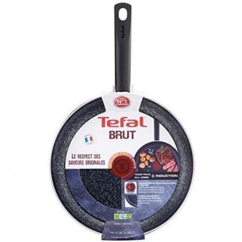 Tefal Brut - Sarten de aluminio, recubrimiento antiadherente reforzado con minerales, apta para todo tipo de cocinas e inducción, indicador de calor Thermo-Spot - Fabricada en Francia