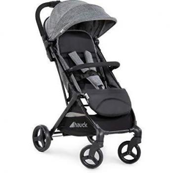 Hauck Sunny súper ligera y compacta para transporte urbano y peso hasta 25 kg con respaldo reclinable, mecanismo de plegado automático, muy pequeño, cesta grande, negro gris