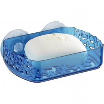 Wenko Jabonera flores, Plástico, Azul Claro, 13x4x10 cm