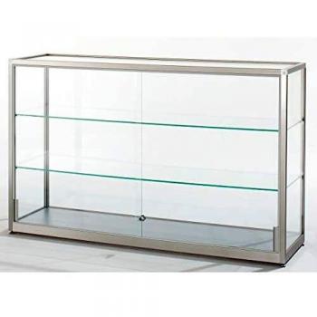 Vitrina Media Altura 910 mm con 2 Puertas Correderas, 1500 x 400 mm, Aluminio Eloxalado