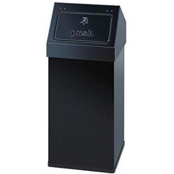 Carro Push Basurero 55 Litros Negro con Tapa de Aluminio