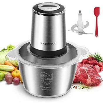 Aigostar Keen - Picadora eléctrica de alimentos, 500W, 1,8L, 4 cuchillas. Acero inoxidable, 2 velocidades. Picadora multifunción: carne, fruta, verduras, frutos secos, queso, puré etc. Libre de BPA