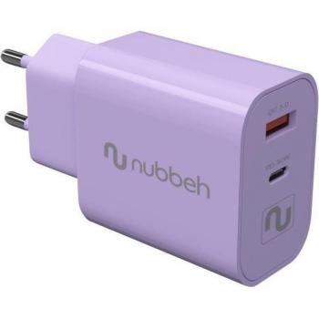Cargador USB Nubbeh Dual 30W USB + USB-C Lila