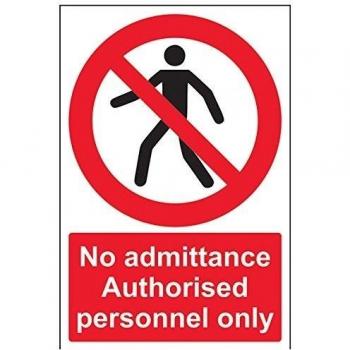VSafety - Señal peatonal con textoNo Admittance Authorised Personnel Only - Retrato