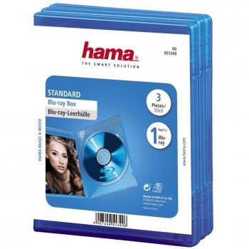 Hama 051349 - Caja para 1 DVD Blu-ray, 3 unidades, color azul