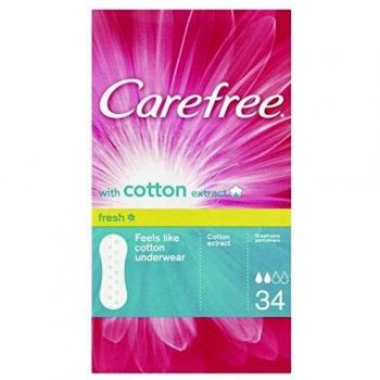 Carefree with Cotton Extract Fresh Breathable Pantyliners, 34 Liners
