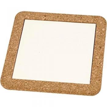 Soporte para ollas con marco de corcho, tamaño 15,5x15,5x1 cm, blanco, 2 piezas/1 paquete