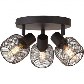 Plafón de techo Meshy 3 luces tipo jaula negro E14 industrial-nórdico