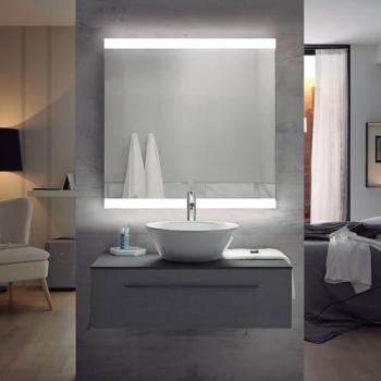 Espejo de Baño Rectangular Praga con 2 Tiras de Luz LED - 2 Posiciones (Horizontal y Vertical) - Luz Blanca Fría (5700K)