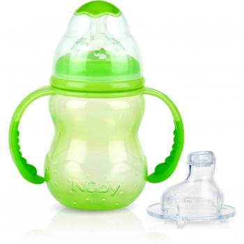 Nuby ID92181GREEN - Biberón de boca ancha colorido, 6+ m, 240 ml, color verde