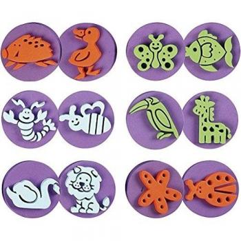 Sellos de Espuma de Animales, 7,5 cm x 2,5 cm, Set de 6 Unidades