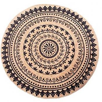 Alfombra Natural Negro Yute 120 x 120 x 1 cm