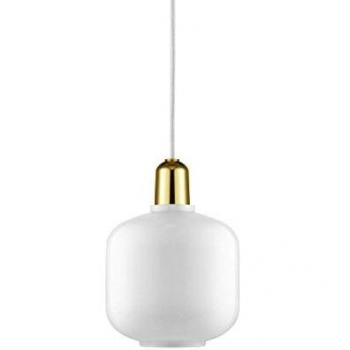 Lámpara Colgante Amp S Blanco/Latón - Normann Copenhagen - Vidrio, 17 x 14 cm