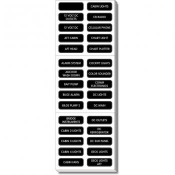 Blue Sea Systems 8039 DC Panel Extended Label Set, 120 Large Format, Black