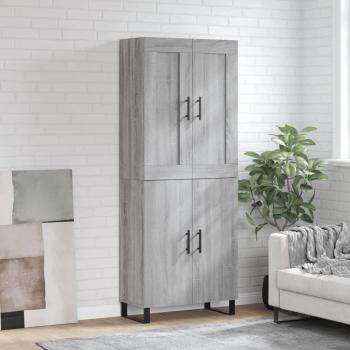 Aparador alto de madera contrachapada gris sonoma 69,5x34x180 cm