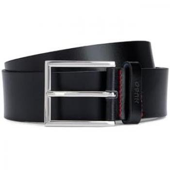 Cinturón de Piel Genuina HUGO Giaspo Negro para Hombre con Hebilla Metálica y Logotipo en Relieve - Talla 105 cm