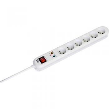 Regleta de enchufes Bachmann SMART 6 salidas con interruptor y protección contra sobretensiones, cable de 3 m, color blanco