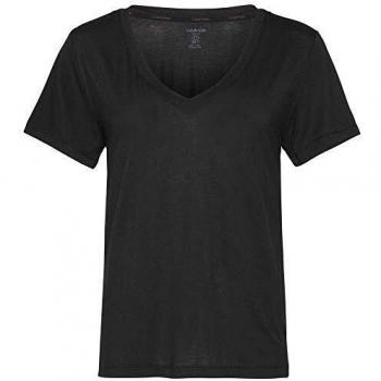 Calvin Klein S/S V Neck Camiseta de Pijama, Black, L para Mujer