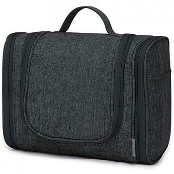 Wind Took Neceser Viaje Mujer Bolsa de Aseo para Mujer con Colgar Neceser Mujer Grande Impermeable Bolso Organizador Accesorios 24x5x19CM Gris Oscuro
