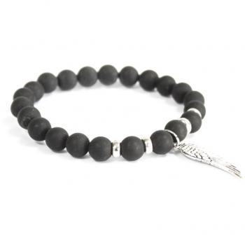 Pulsera Alas de Ángel Ágata Negra 1 unidad