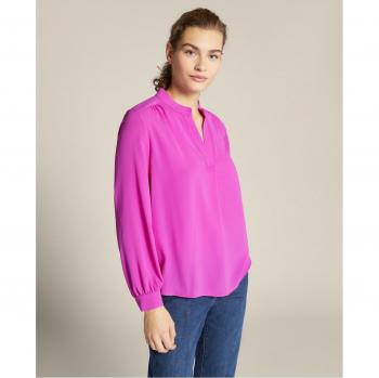 Blusa de mujer holgada con fruncidos y detalles en cloqué para tallas grandes