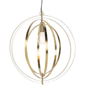 Lámpara colgante vintage de latón con anillos, acero, esférica y adecuada para LED (máx. 1 x 40 vatios)