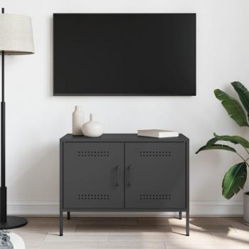 Mueble de TV acero negro 68x39x50,5 cm, Soporte de TV, aparador de TV, Mueble HiFi, Banco de TV, Armario para TV, Mueble Multimedia