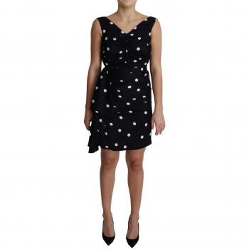 Dolce & Gabbana Black Polka Dots Charmeuse Ruffle Mini Dress - IT36 | XS