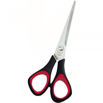 Tijeras Universales WEDO para Diestros 16 cm con Softgrip y Puntas Puntiagudas, Color Negro/Rojo
