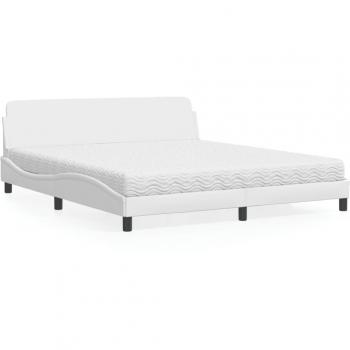 Cama con colchón blanco 180x200 cm en cuero sintético