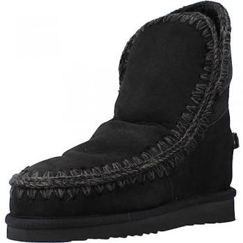 Mou Women's Black Metallic Logo Inner Wedge Boots