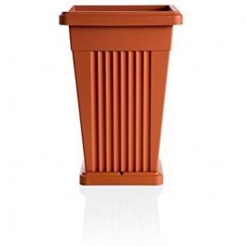 Vaso Pirámide Terracota 40x40x59 cm con Sottovaso