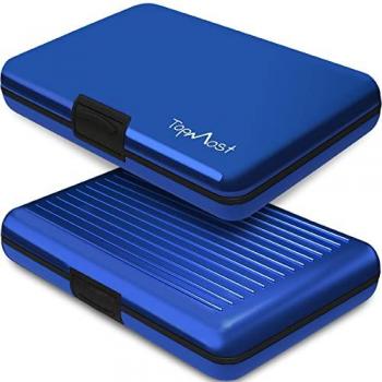Billetera de Aluminio con Bloqueo RFID para 12 Tarjetas y Billetes Azul Unisex 11 x 7.5 x 2cm
