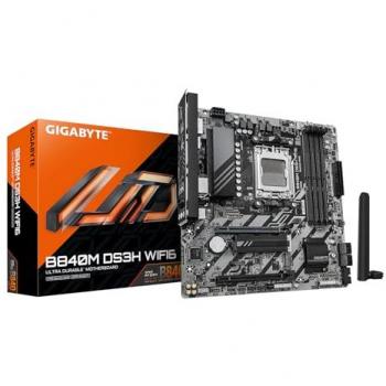 Placa Base Gigabyte B840M DS3H WiFi6 - Socket AM5, Micro ATX, Soporte para Procesadores AMD Ryzen 9000, VRM Digital 8+2+2 Fases, hasta 8200