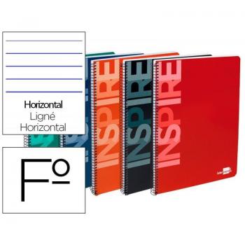 Cuaderno espiral Liderpapel Inspire tapa dura 80h 60g horizontal con margen colores surtidos