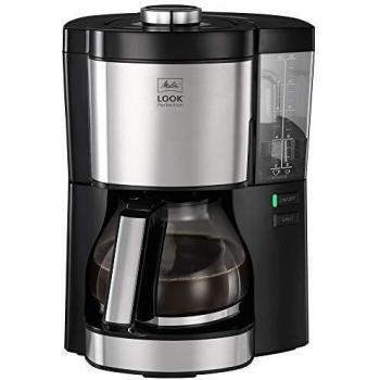 Melitta Look V Perfection 1025-06, Cafetera Goteo, AromaSelector, Moderna, Jarra de Vidrio, Depósito de Agua Extraíble, Protección 3 en 1 Anti Cal, 1,25 Litros, 10 Tazas, Filtros 1x4, 1080W, Negro