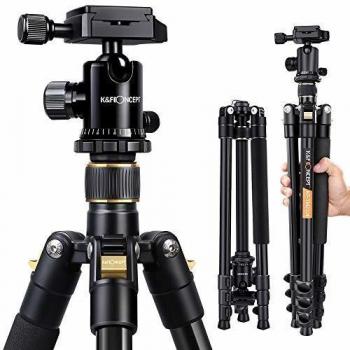 K&F Concept Trípode de Cámara, 162cm Trípode de Viaje Portátil de Aluminio, Trípode para Cámara Compacto con 360°Rótula de Bola y Placa Liberación para Cámara DSLR Carga MAX 10KG B234A1-28