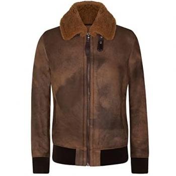 Infinity Leather Men's Antique Sheepskin B3 Bomber Jacket - Algorta Brown - XL