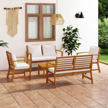 5-Piece Acacia Wood Garden Lounge Set with Cushions