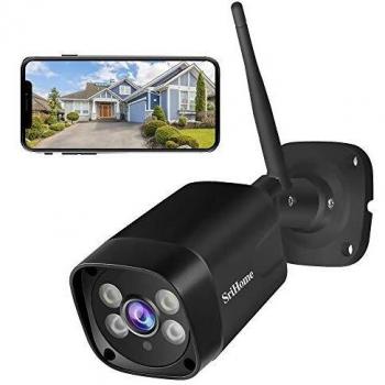 Cámara Vigilancia WiFi Exterior,1296P Camara IP Exterior SriHome,Visión Nocturna en Color,Soporte onvif,Detección de Movimiento Impermeable IP66 2 vías Audio