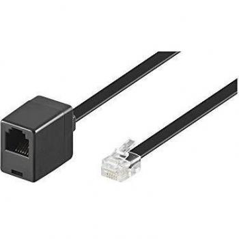 Cable de extensión modular RJ12 10m, conector macho a hembra, 6 polos, color negro