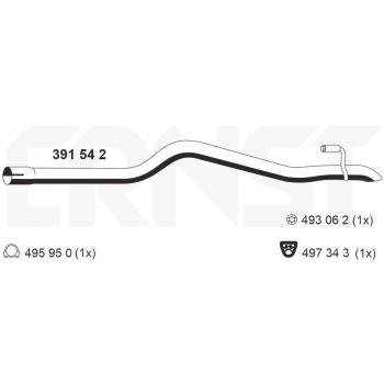 Tubo de escape ERNST 391542 para Mercedes-Benz Sprinter 3.5-T Camión a Plataforma/Chasis y Sprinter 3-T Furgón