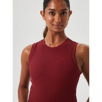 Björn Borg Women's Dark Red Ace Rib Pocket Tank Top, Size L