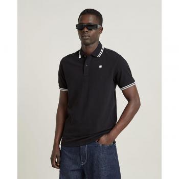 G-Star Raw Men's Organic Cotton Slim Fit Short Sleeve Polo - Dunda Stripe Dark Black XS