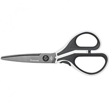 Tijeras de Acero Inoxidable WEDO TITAN CUT-IT, 17,5 cm, Antiadherente y Ergonómicas, Gris/Blanco