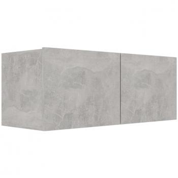Mueble para TV suspendido de madera contrachapada gris hormigón 80x30x30 cm