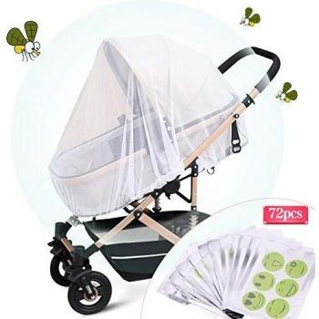Faburo universal mosquitera carrito bebemosquitera bebe silla de paseo y cuna de viaje resistente proteccion perfecto elastica y lavablecon parche repelente de mosquitos 72 piezas