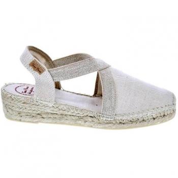 Toni Pons Verdi - Alpargatas de Cuña para Mujer en Tejido Liso con Elásticos Beige