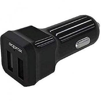 Approx Cargador USB Coche APPUSBCAR24B 5VDC/2.4A 2USB Negro