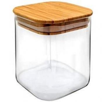 NERTHUS FIH 779 - Tarro de Cristal con Tapa de Bambú, 800 ml